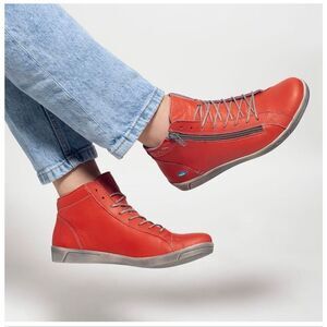 Cloud Footwear Women’s Leather Red Lace Up High Top Aika Boot